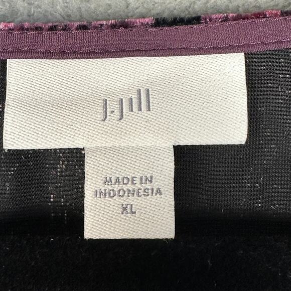 J Jill Top Womens Extra Large Purple Paisley Velvet V Neck Festive Party Holiday - Picture 5 of 11